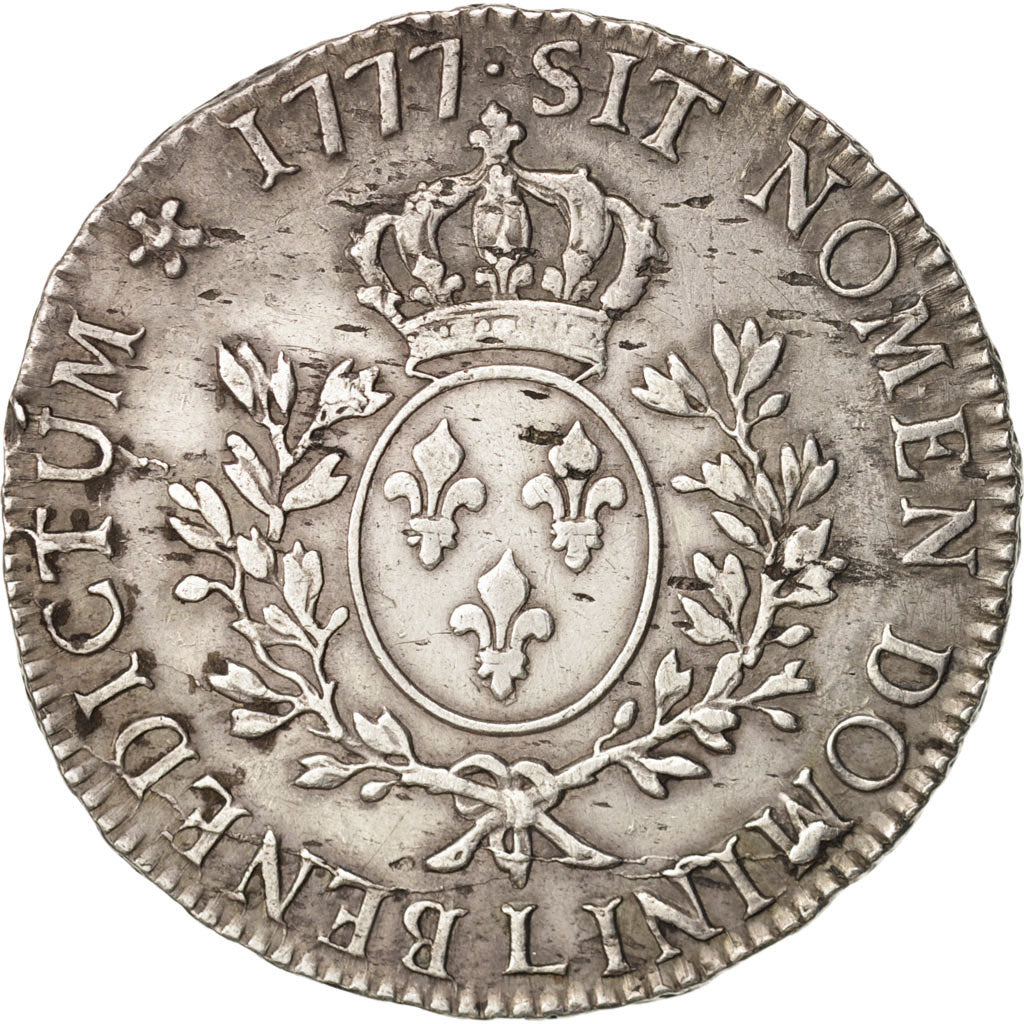 France, Louis XVI, Écu aux branches d'olivier, Bayonne,VF(30-35),Silver,KM 564.9