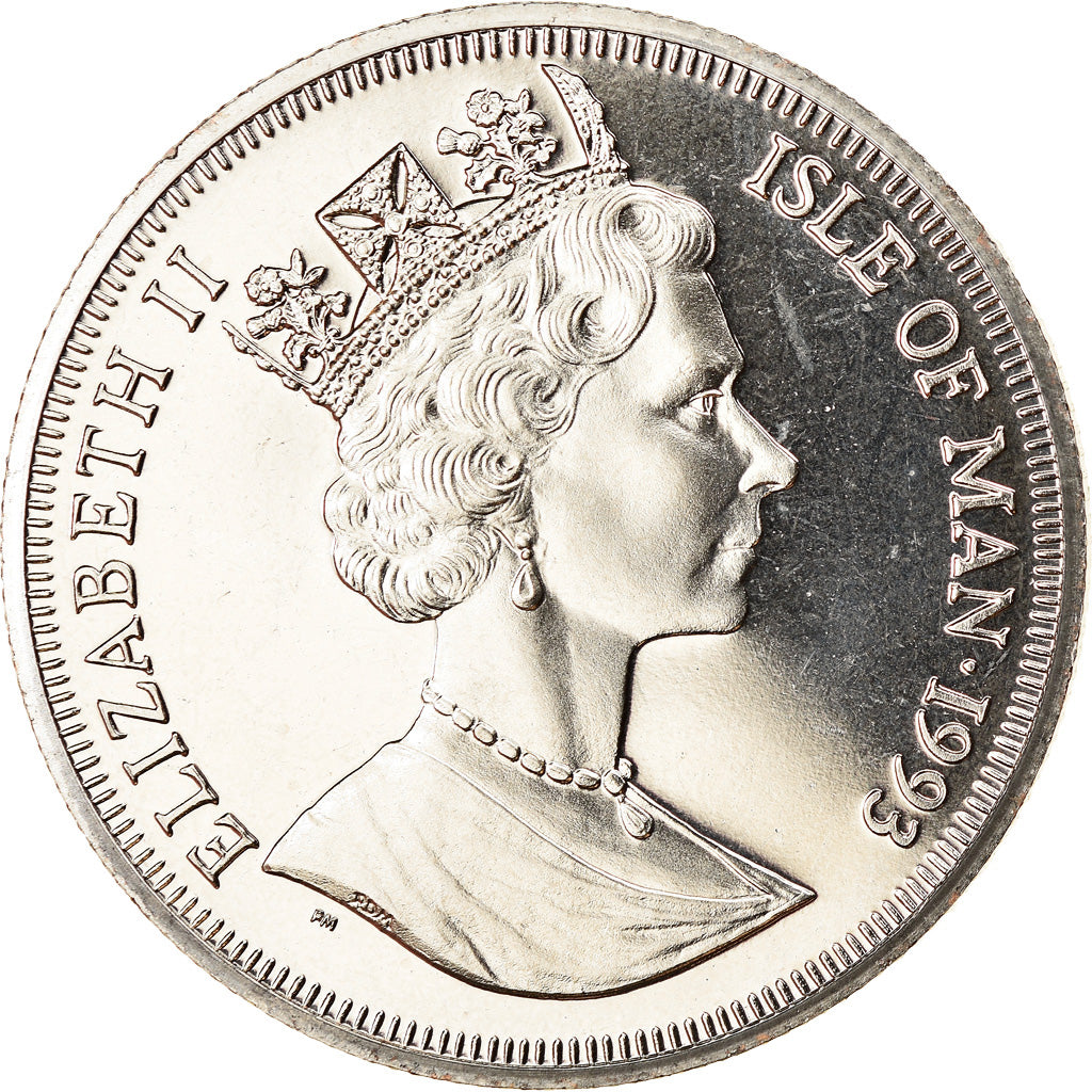 Coin, Isle of Man, Elizabeth II, Crown, 1993, Pobjoy Mint, Dinosaures -