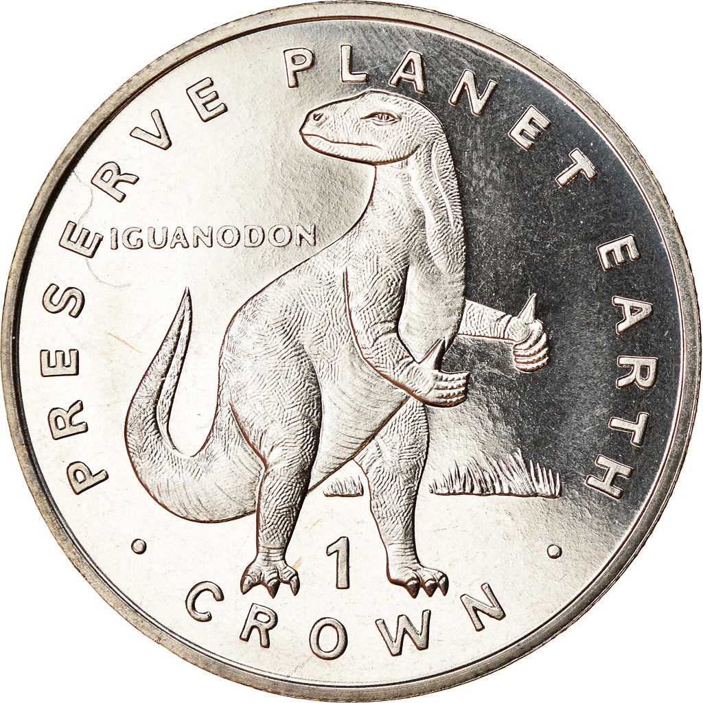 Monnaie, Isle of Man, Elizabeth II, Crown, 1993, Pobjoy Mint, Dinosaures -