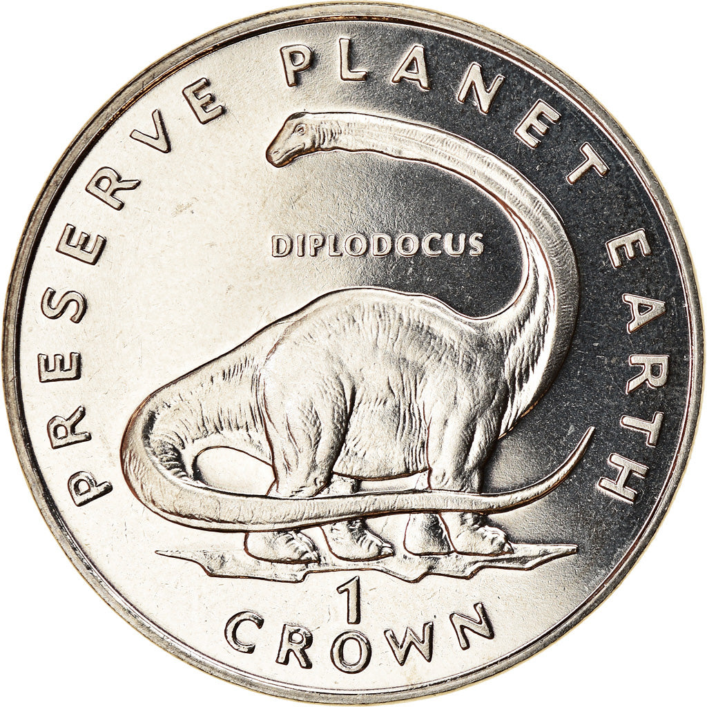 Monnaie, Isle of Man, Elizabeth II, Crown, 1993, Pobjoy Mint, Dinosaures -