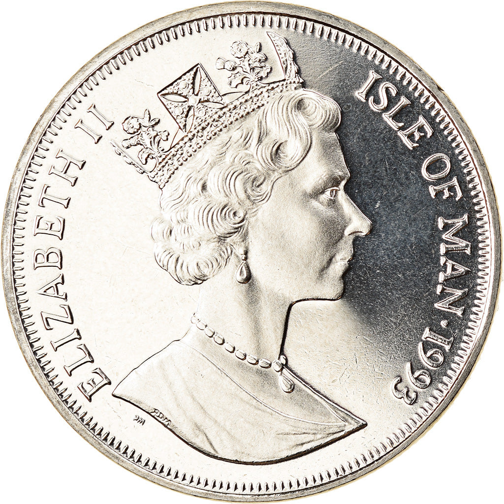 Coin, Isle of Man, Elizabeth II, Crown, 1993, Pobjoy Mint, Dinosaures -