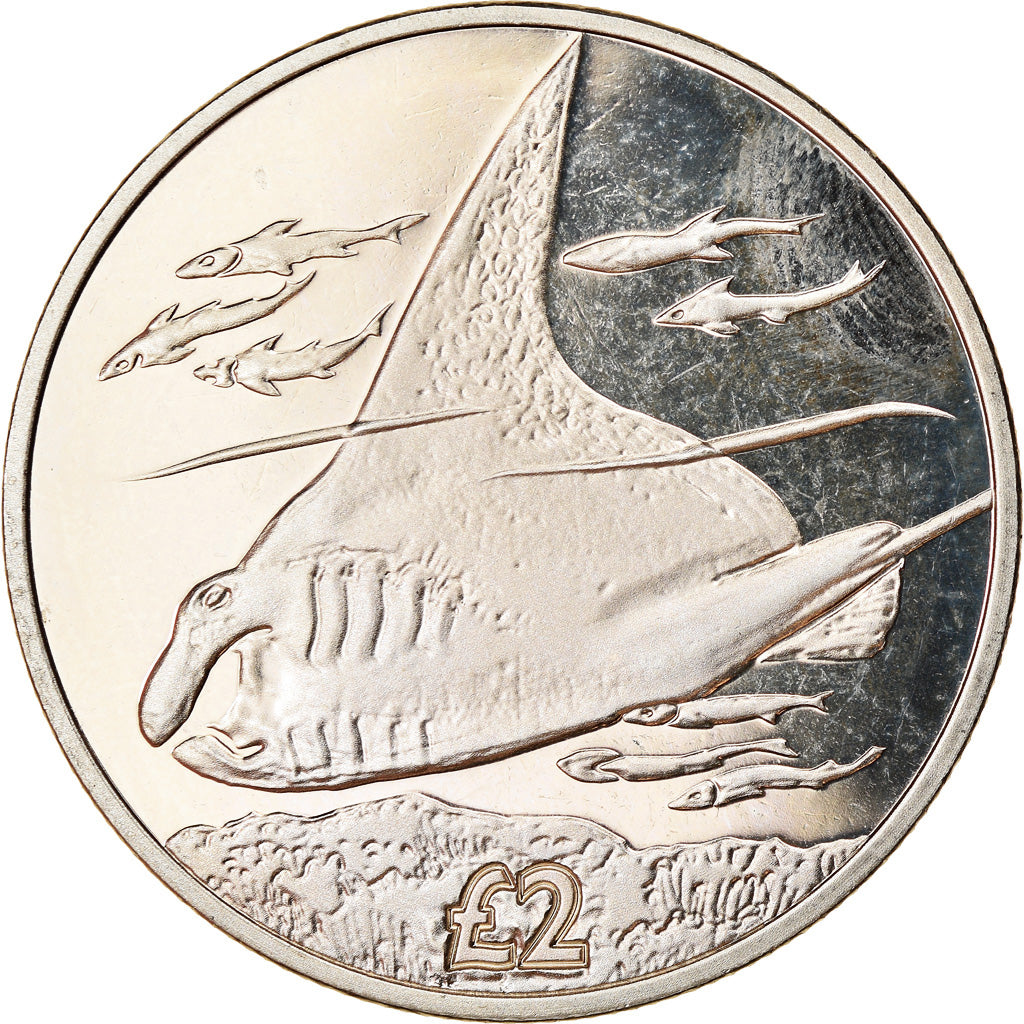 Moneda, British Indian Ocean, 2 Pounds, 2018, Vie sous-marine - Raie Manta, SC