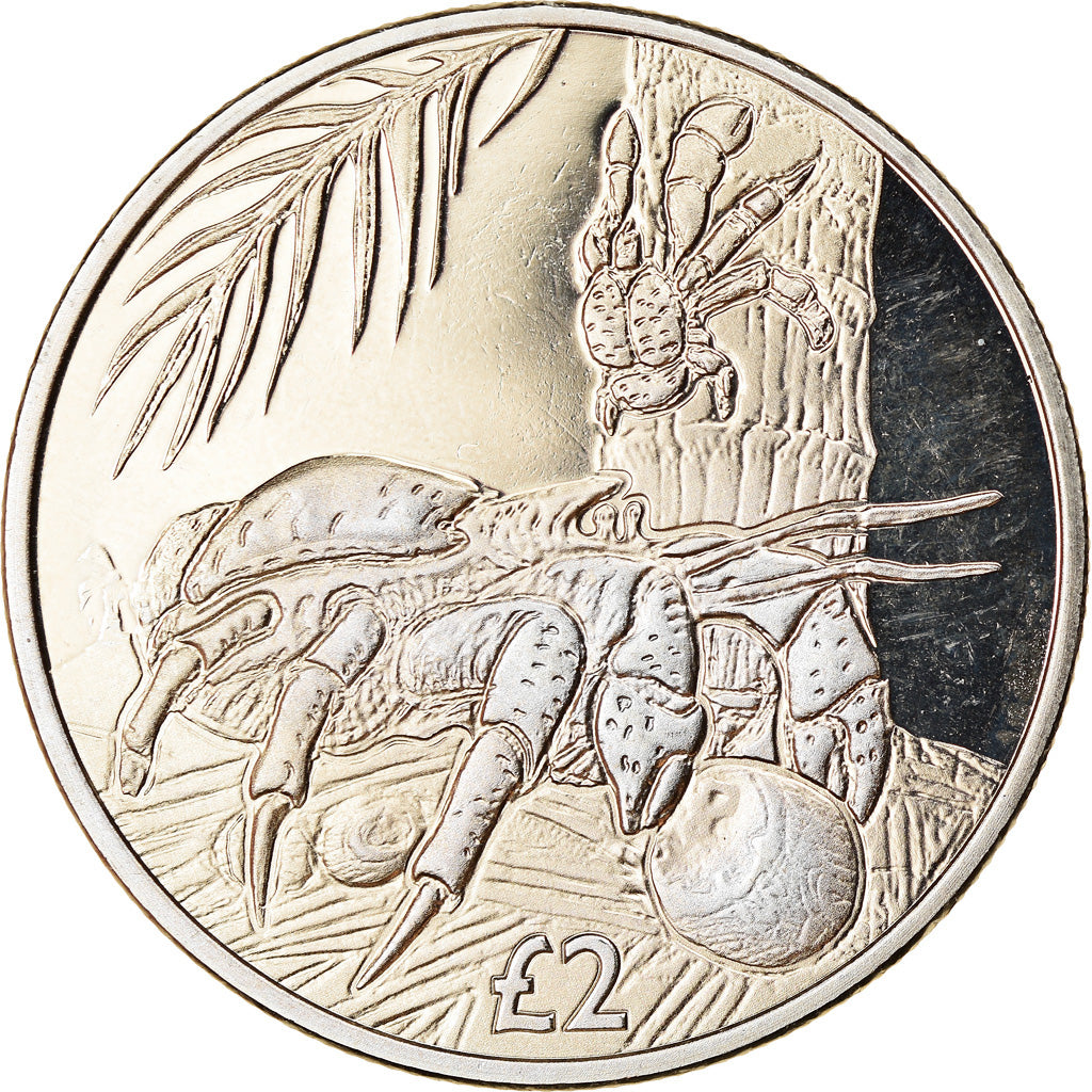 Monnaie, Océan Indien Britannique, 2 Pounds, 2018, Vie sous-marine - Crabe de