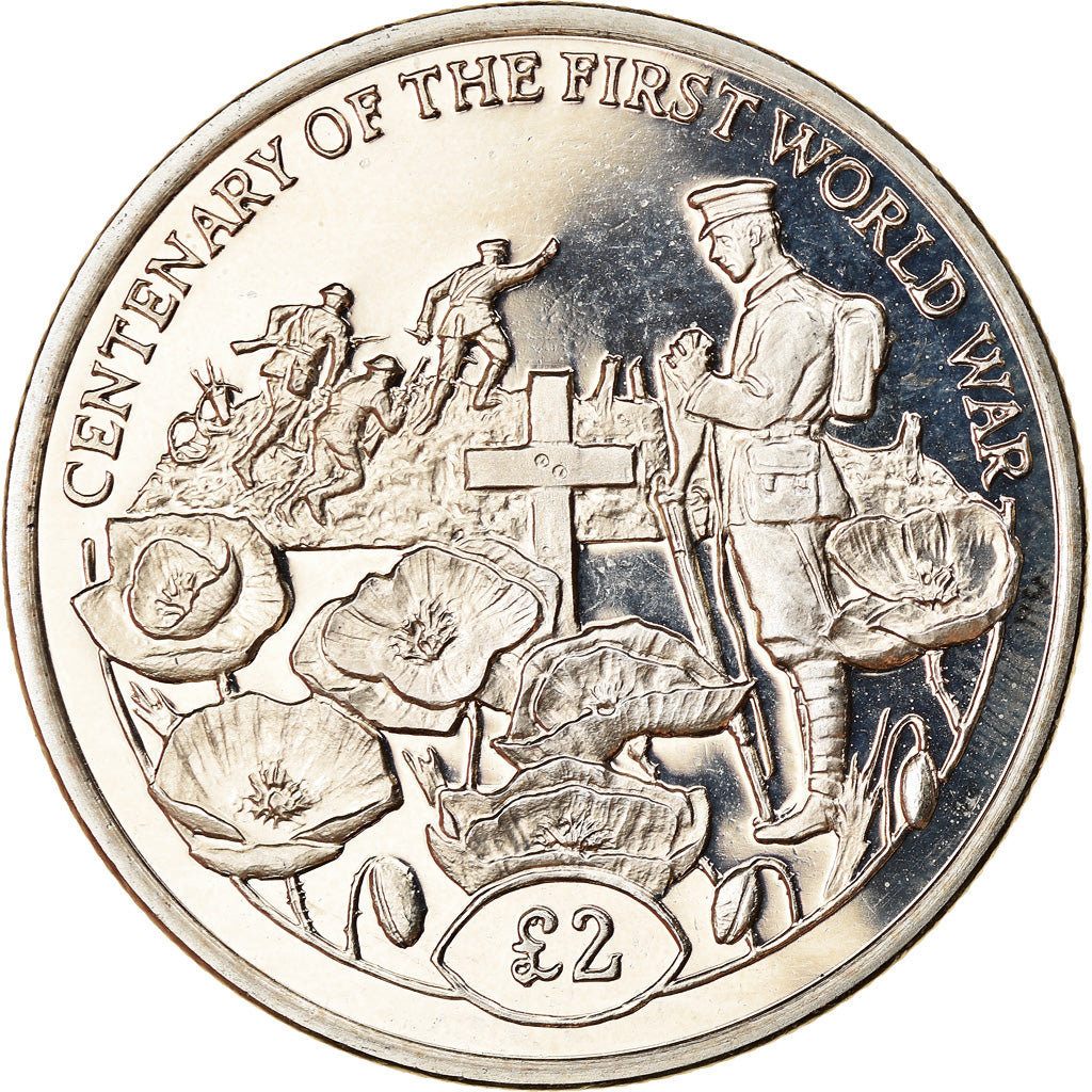 Coin, British Indian Ocean, 2 Pounds, 2018, Centenaire de la 1ère guerre