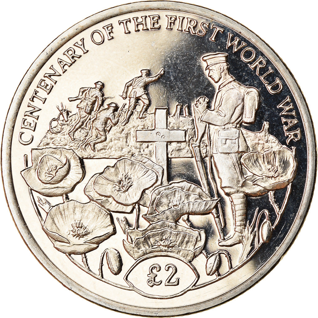 Coin, British Indian Ocean, 2 Pounds, 2018, Centenaire de la 1ère guerre