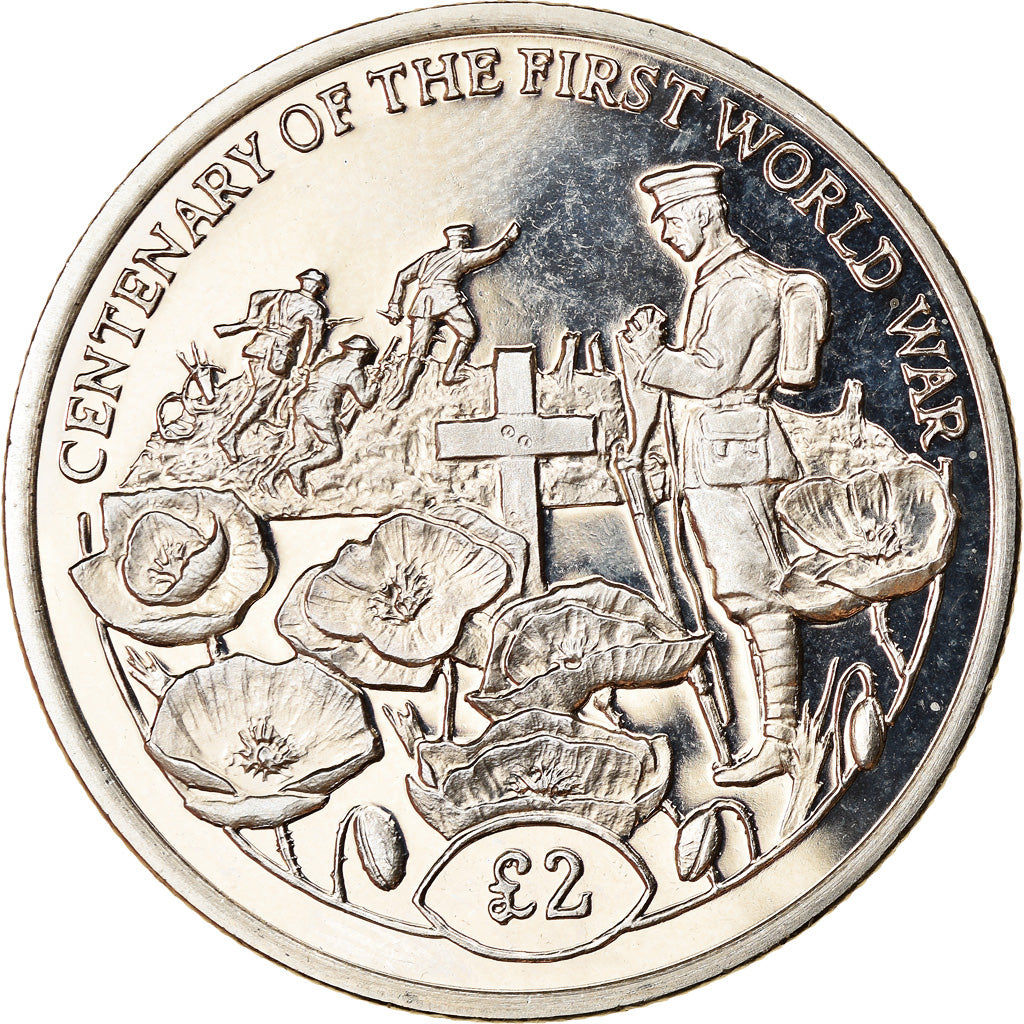 Coin, British Indian Ocean, 2 Pounds, 2018, Centenaire de la 1ère guerre