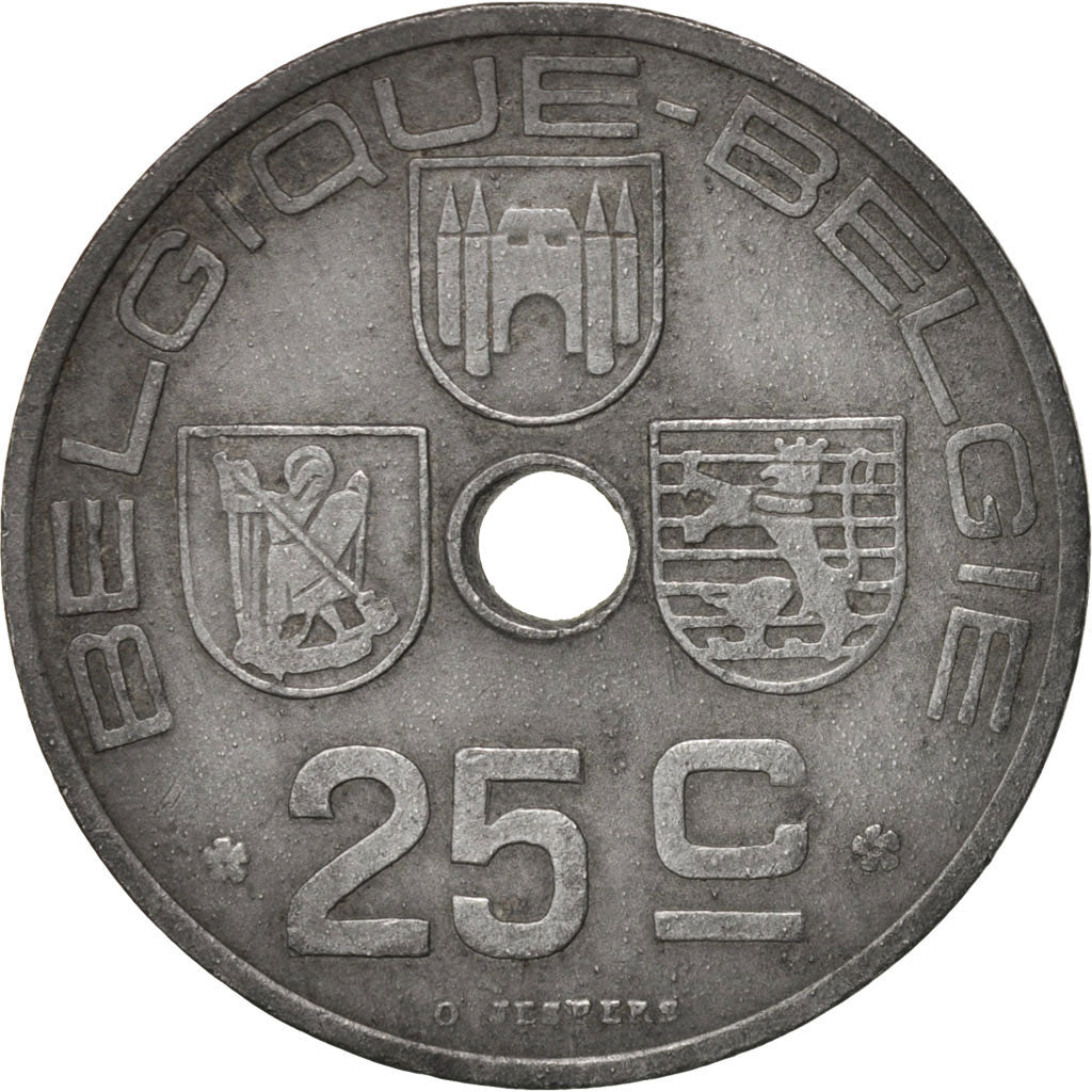 Coin, Belgium, 25 Centimes, 1943, EF(40-45), Zinc, KM:131