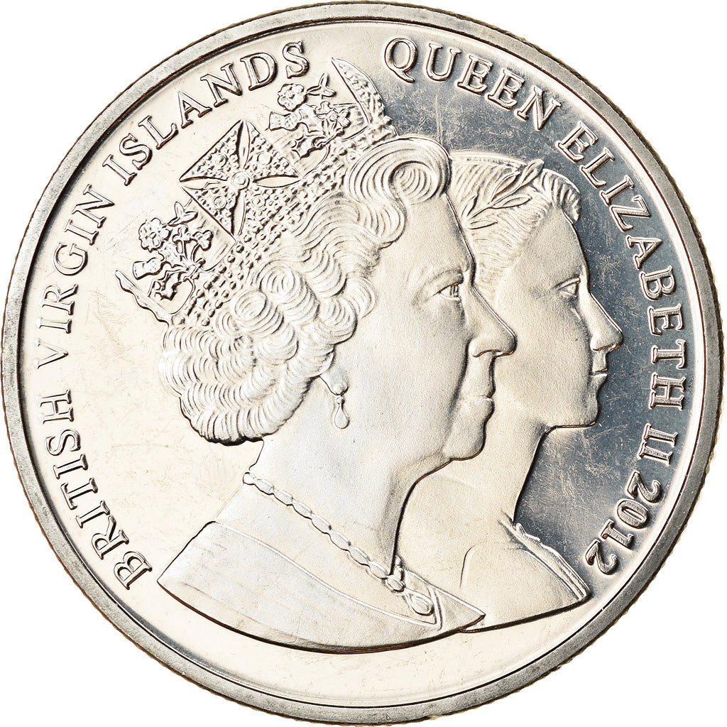 Moeda, Ilhas Virgens Britânicas, Dollar, 2012, Franklin Mint, Elizabeth II -