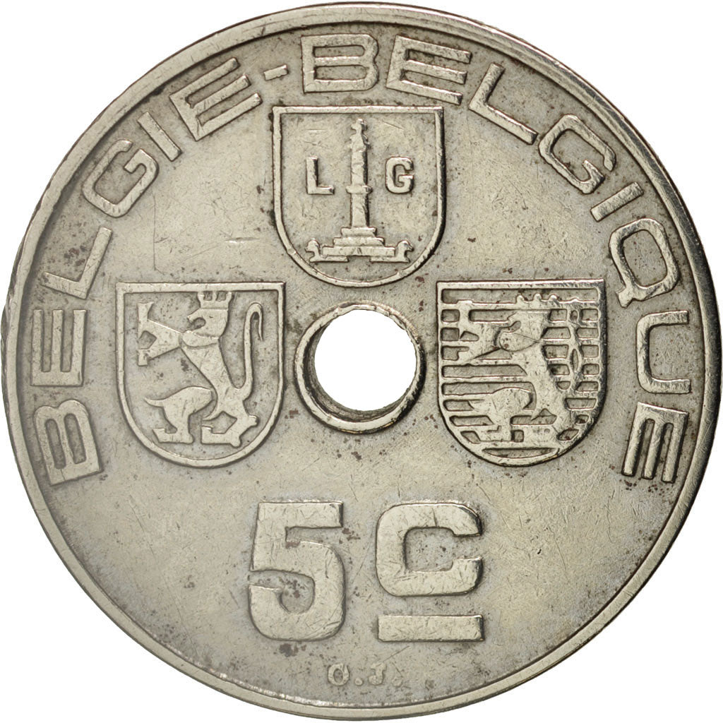 Belgium, 5 Centimes, 1939, AU(50-53), Nickel-brass, KM:110.1