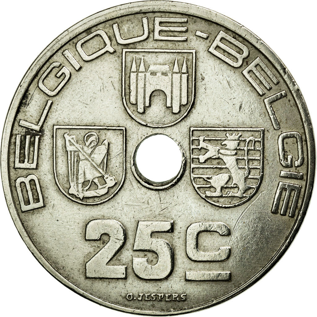 Coin, Belgium, 25 Centimes, 1939, EF(40-45), Nickel-brass, KM:114.1