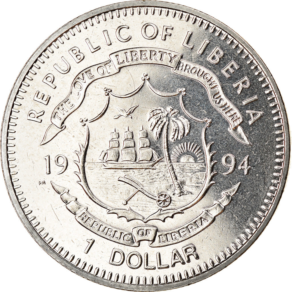 Coin, Liberia, Dollar, 1994, Tortues - Trionyx de Chine, MS(63), Copper-nickel