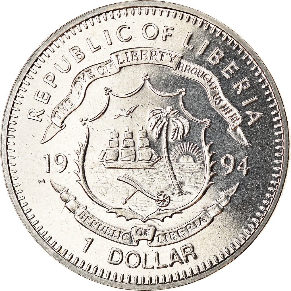 Coin, Liberia, Dollar, 1994, Tortues - Trionyx de Chine, MS(63), Copper-nickel