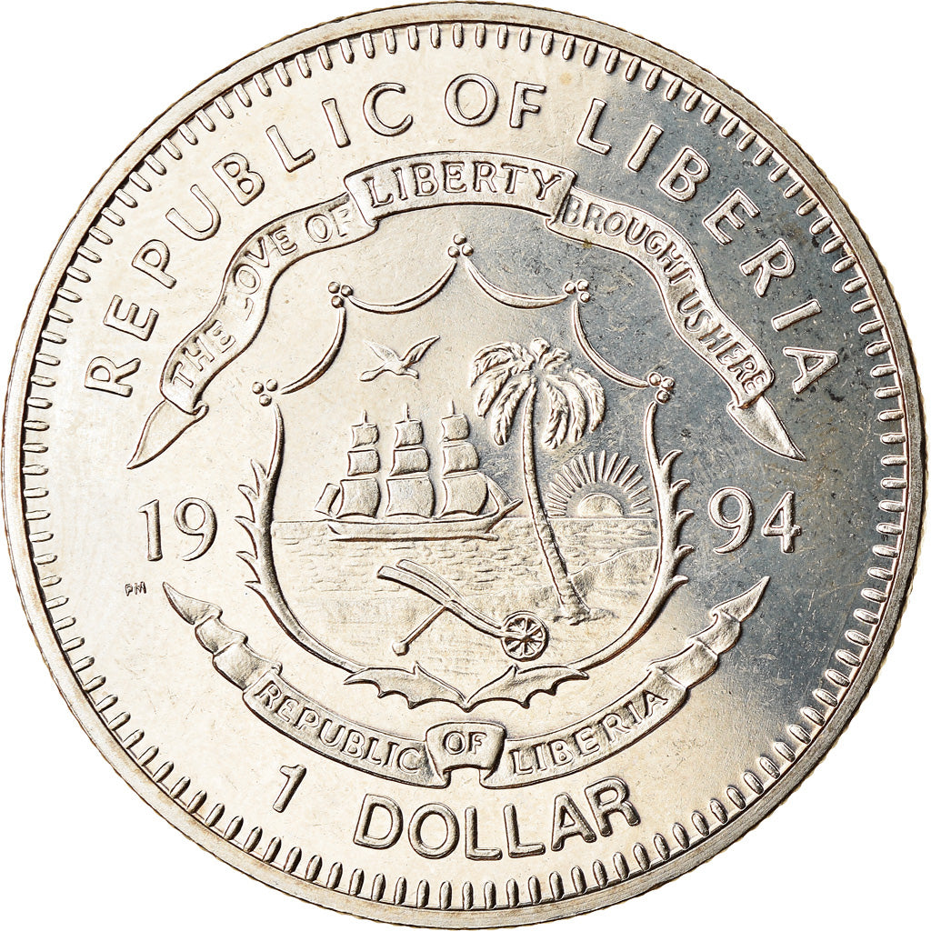 Coin, Liberia, Dollar, 1994, Faune africaine - Hippopotame, MS(63)