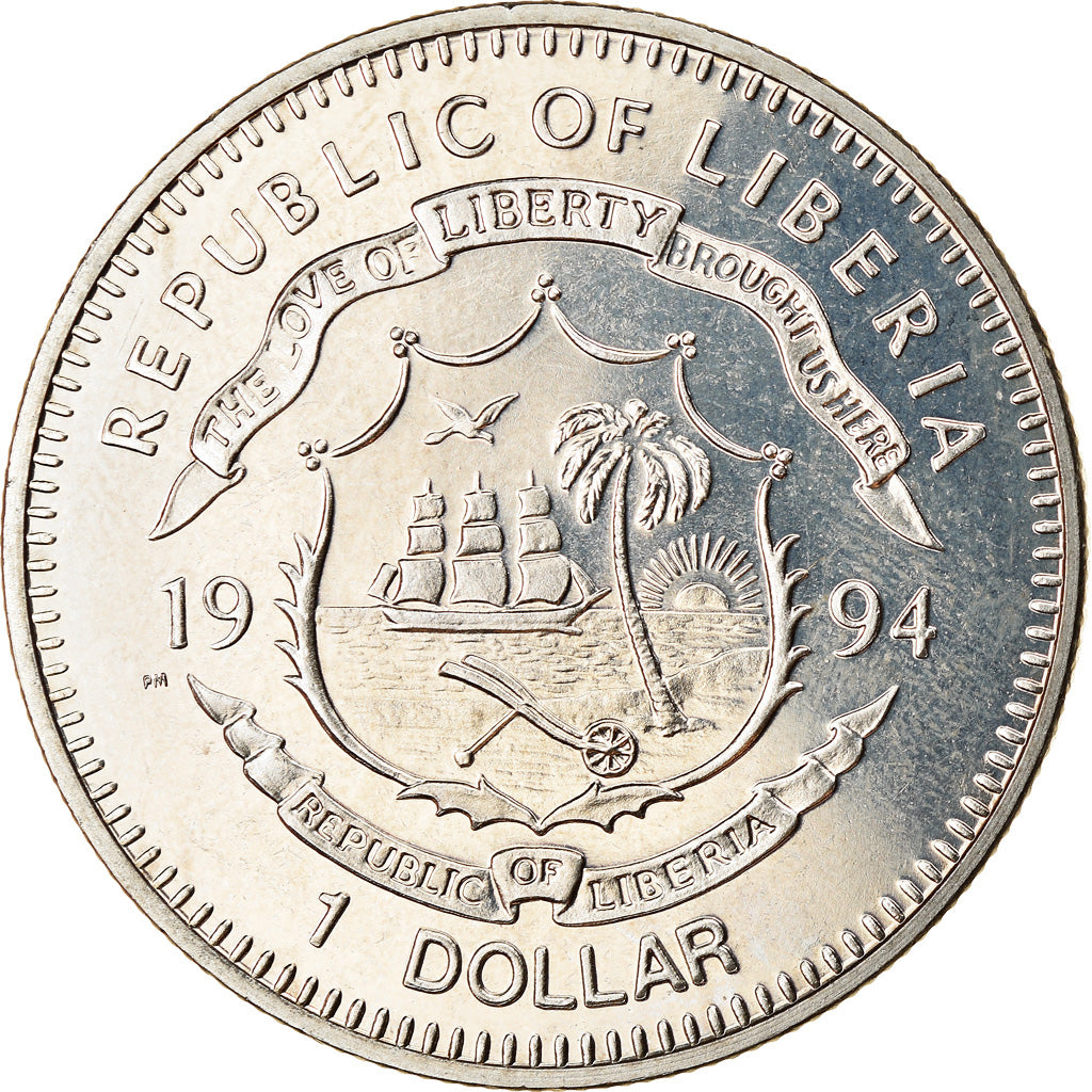 Münze, Liberia, Dollar, 1994, Faune africaine - Hippopotame, UNZ