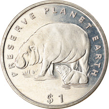 Moneta, Liberia, Dollar, 1994, Faune africaine - Hippopotame, SPL, Rame-nichel