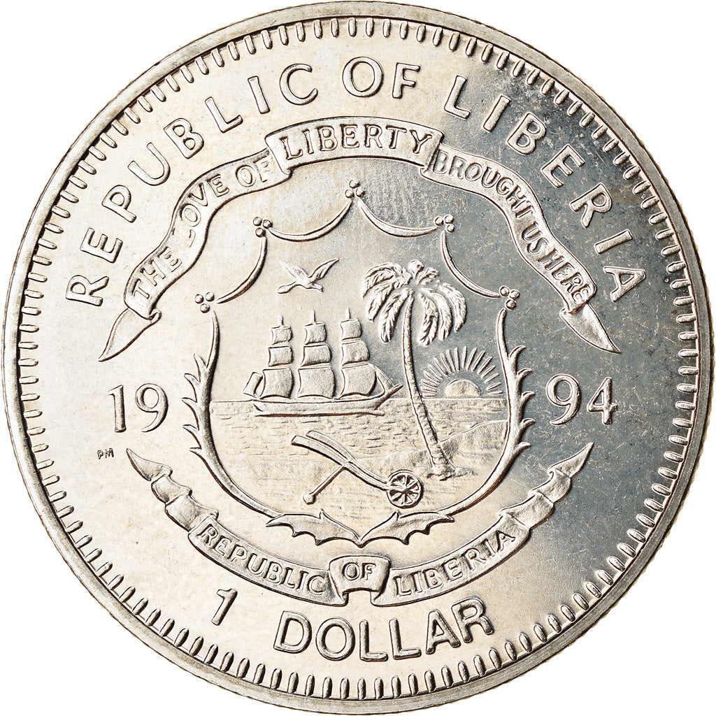 Moneta, Liberia, Dollar, 1994, Faune africaine - Hippopotame, SPL, Rame-nichel