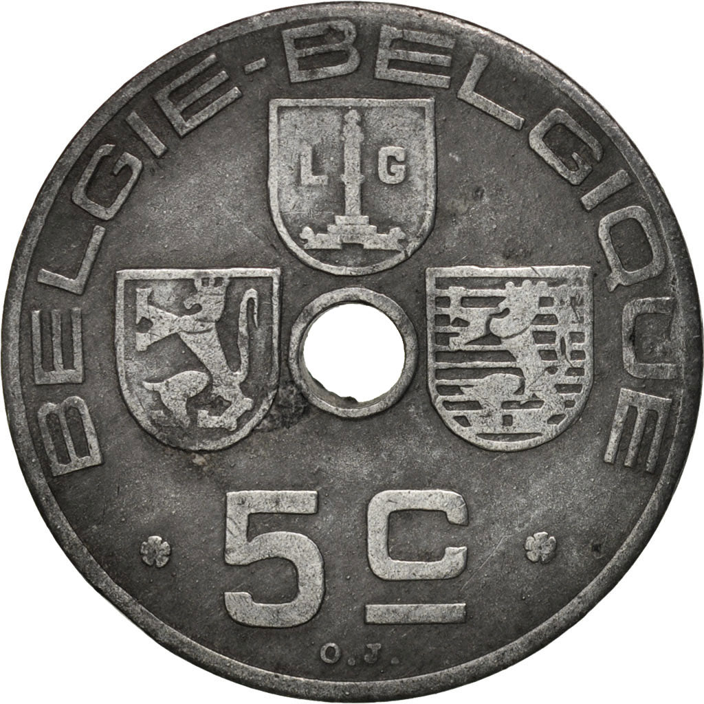 Belgium, 5 Centimes, 1942, EF(40-45), Zinc, KM:124
