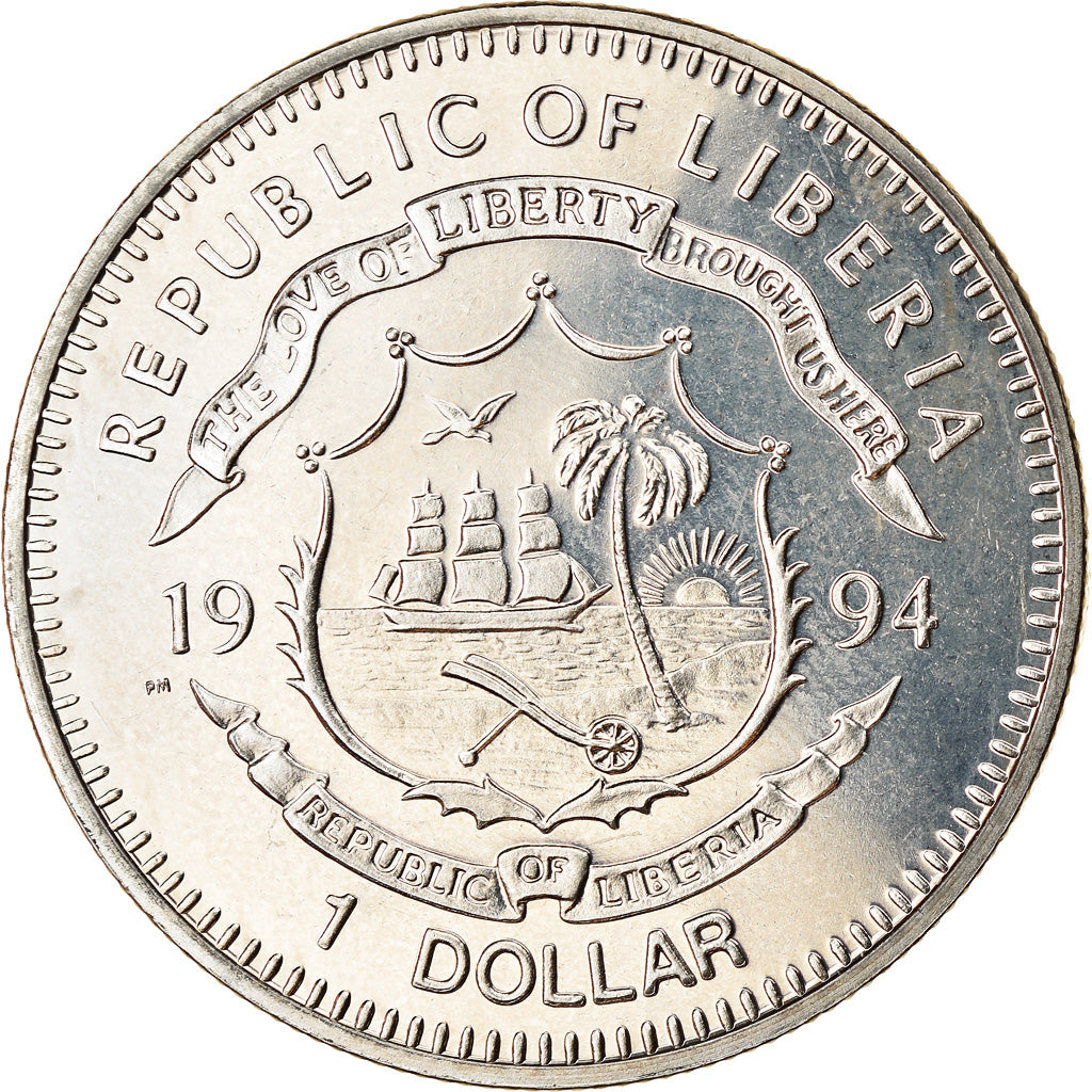 Coin, Liberia, Dollar, 1994, Faune africaine - Gorille, MS(63), Copper-nickel