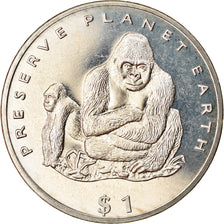 Coin, Liberia, Dollar, 1994, Faune africaine - Gorille, MS(63), Copper-nickel