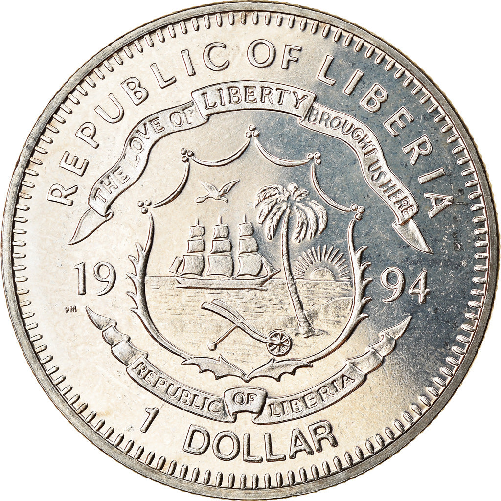 Coin, Liberia, Dollar, 1994, Faune africaine - Gorille, MS(63), Copper-nickel