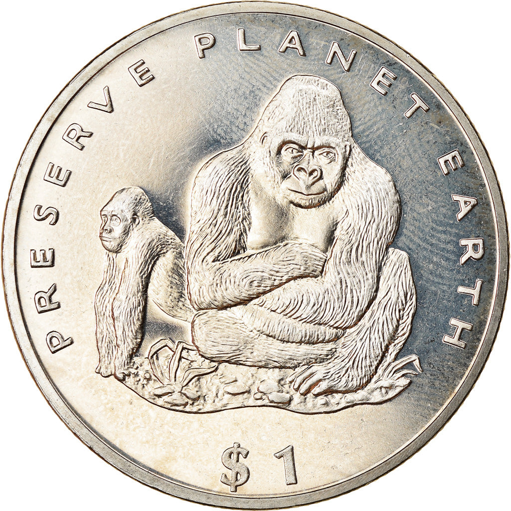 Coin, Liberia, Dollar, 1994, Faune africaine - Gorille, MS(63), Copper-nickel