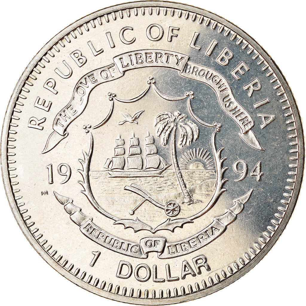 Coin, Liberia, Dollar, 1994, Faune africaine - Gorille, MS(63), Copper-nickel