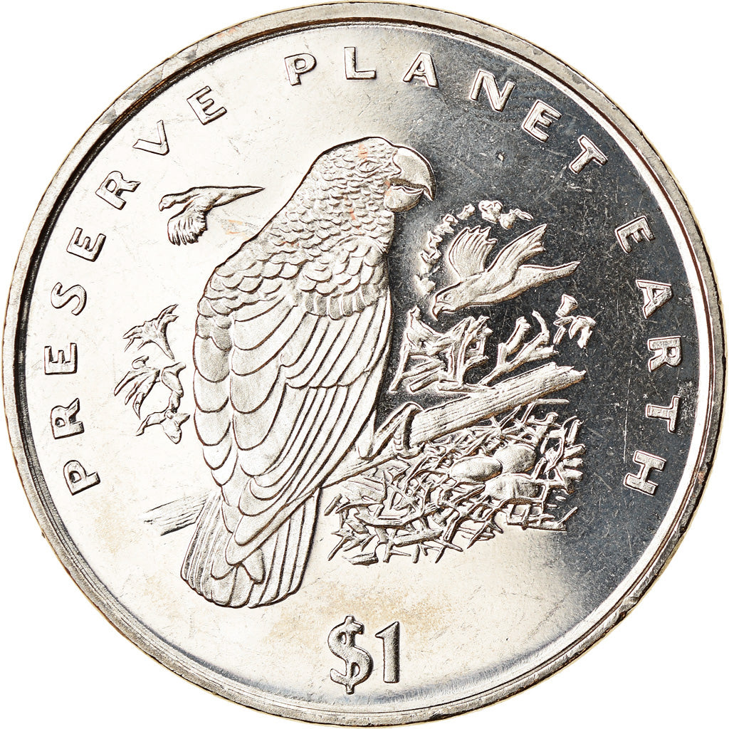 Coin, Liberia, Dollar, 1996, Oiseaux - Perroquet gris, MS(63), Copper-nickel