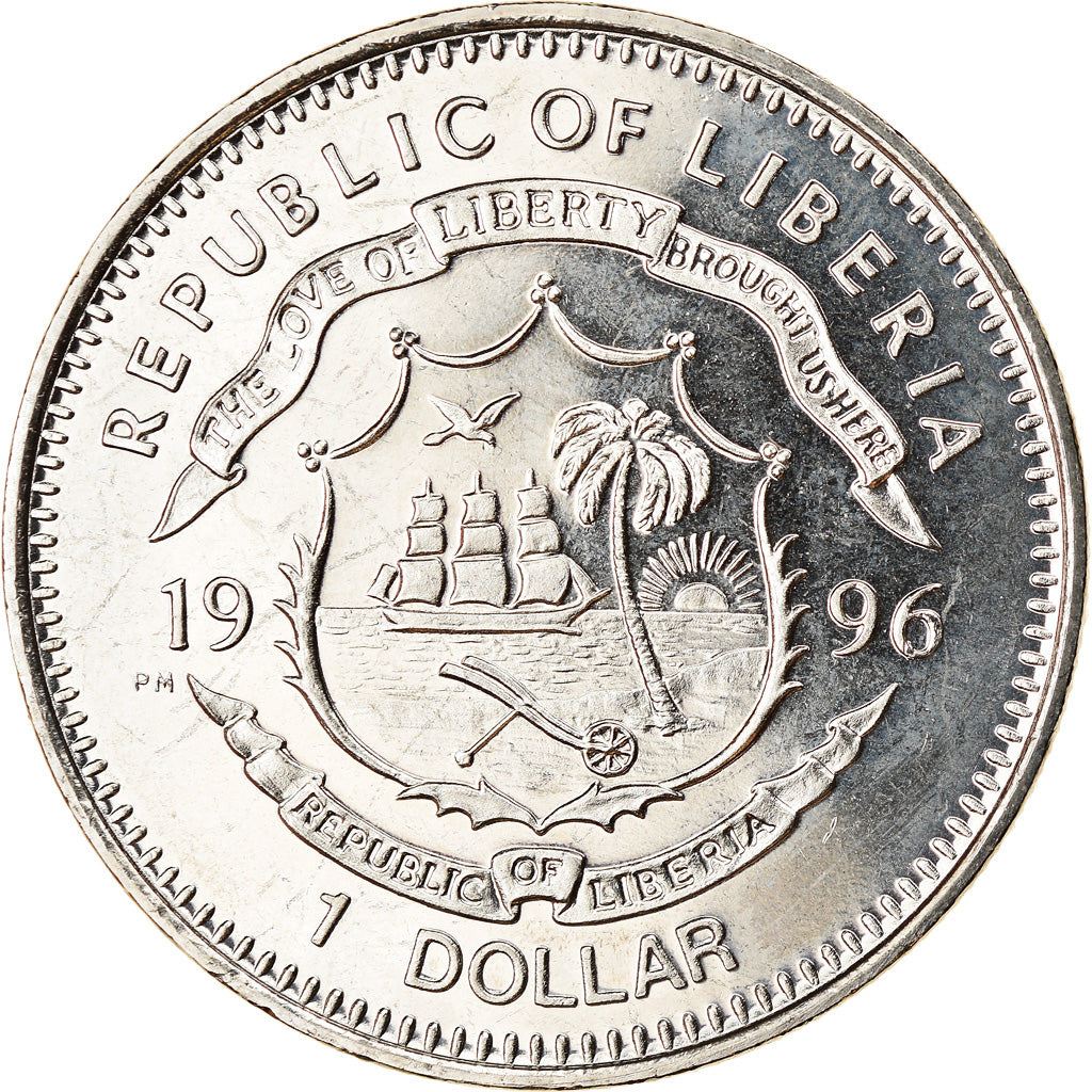 Coin, Liberia, Dollar, 1996, Oiseaux - Perroquet gris, MS(63), Copper-nickel