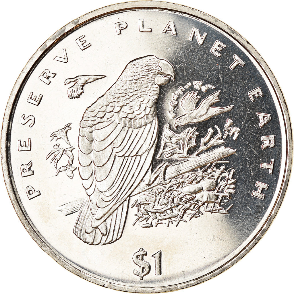Coin, Liberia, Dollar, 1996, Oiseaux - Perroquet gris, MS(63), Copper-nickel