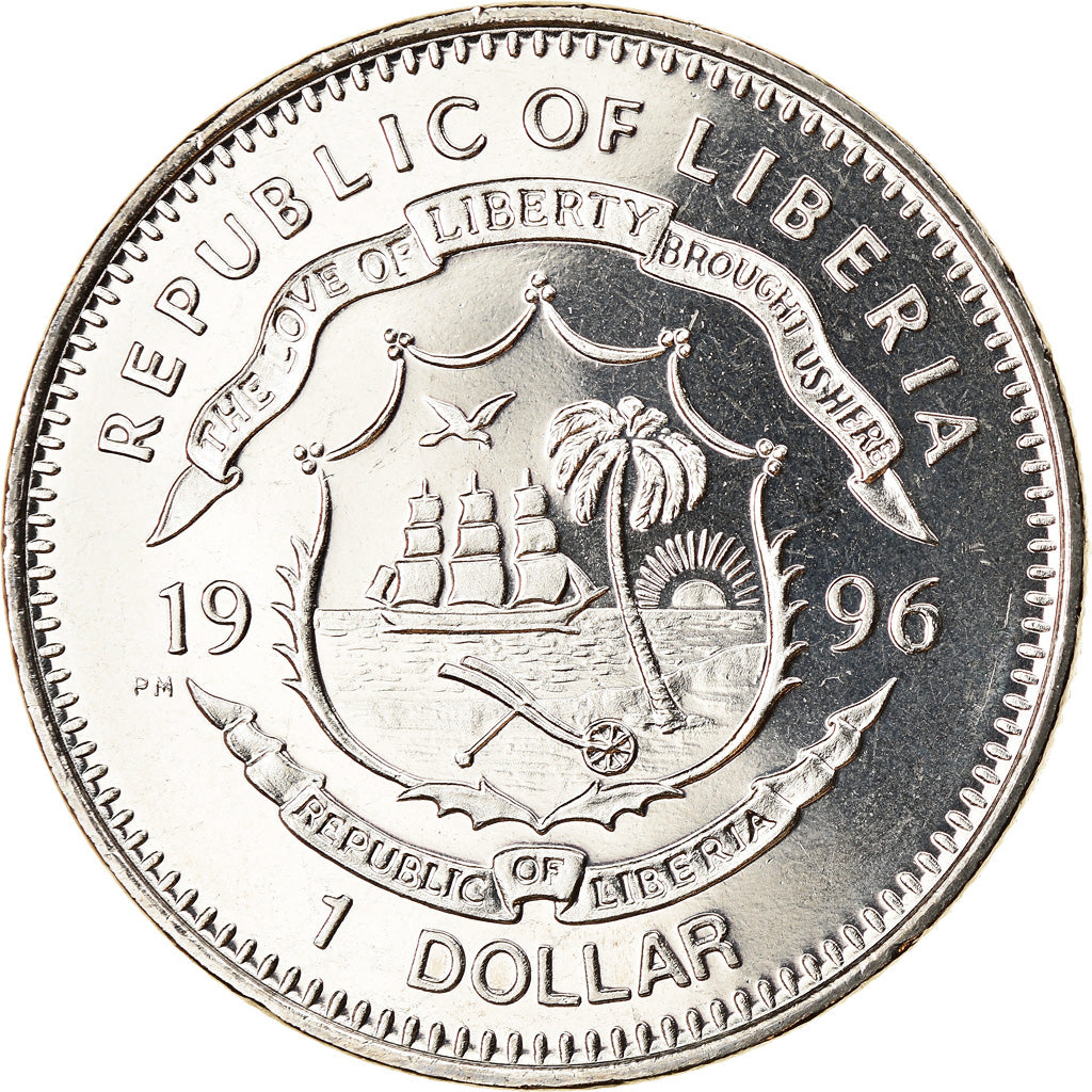 Coin, Liberia, Dollar, 1996, Oiseaux - Perroquet gris, MS(63), Copper-nickel