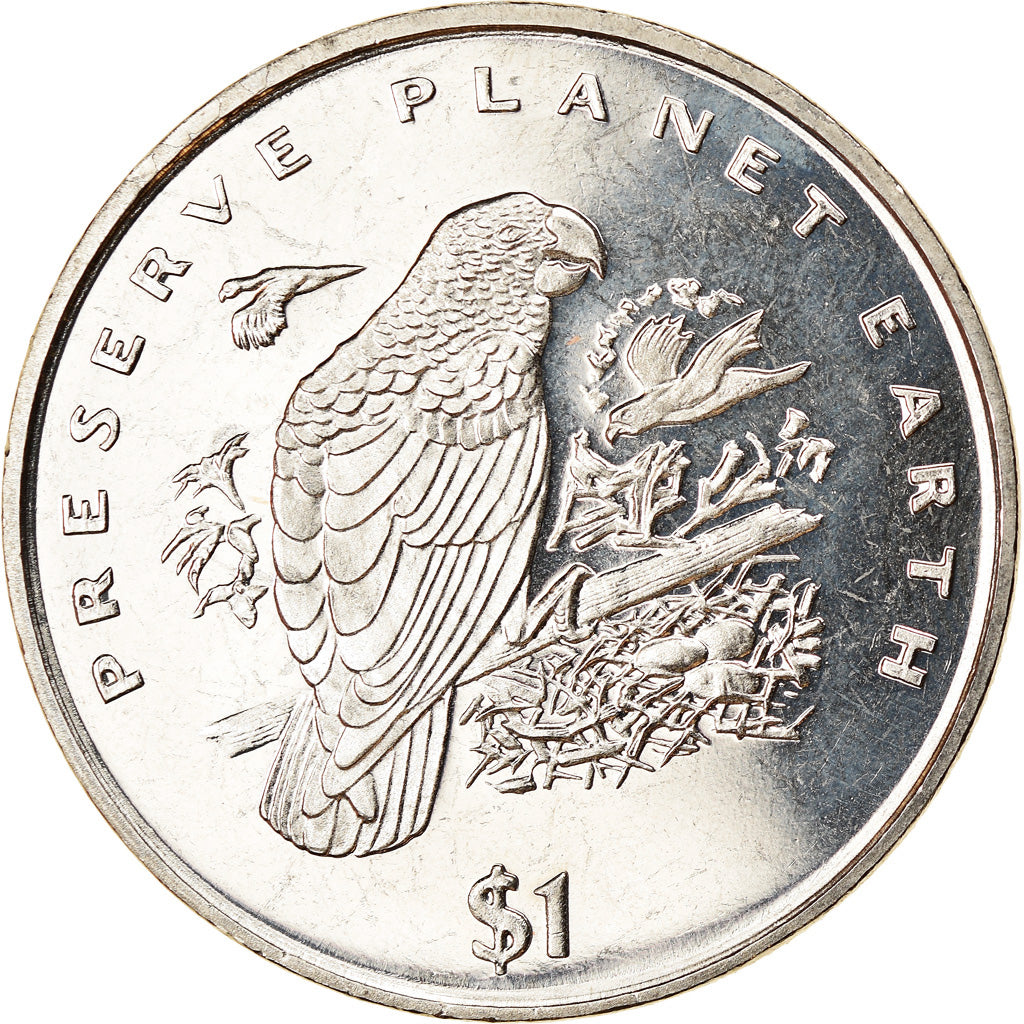 Coin, Liberia, Dollar, 1996, Oiseaux - Perroquet gris, MS(63), Copper-nickel