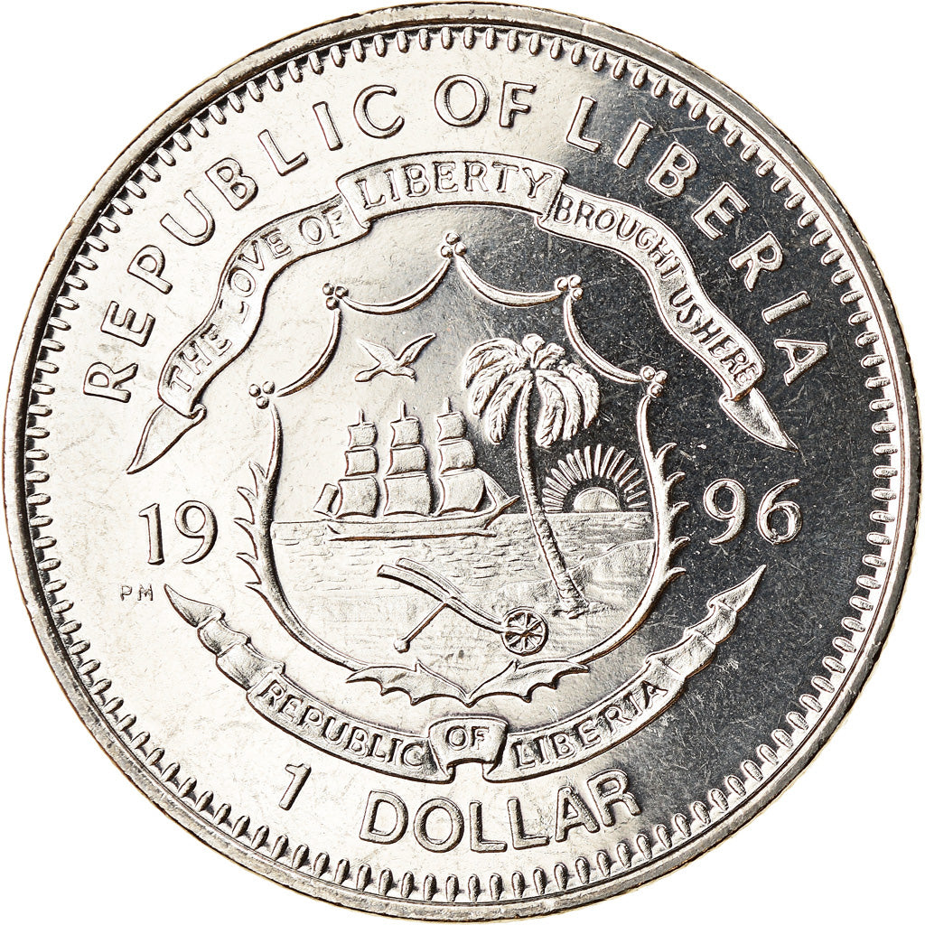 Coin, Liberia, Dollar, 1996, Oiseaux - Perroquet gris, MS(63), Copper-nickel