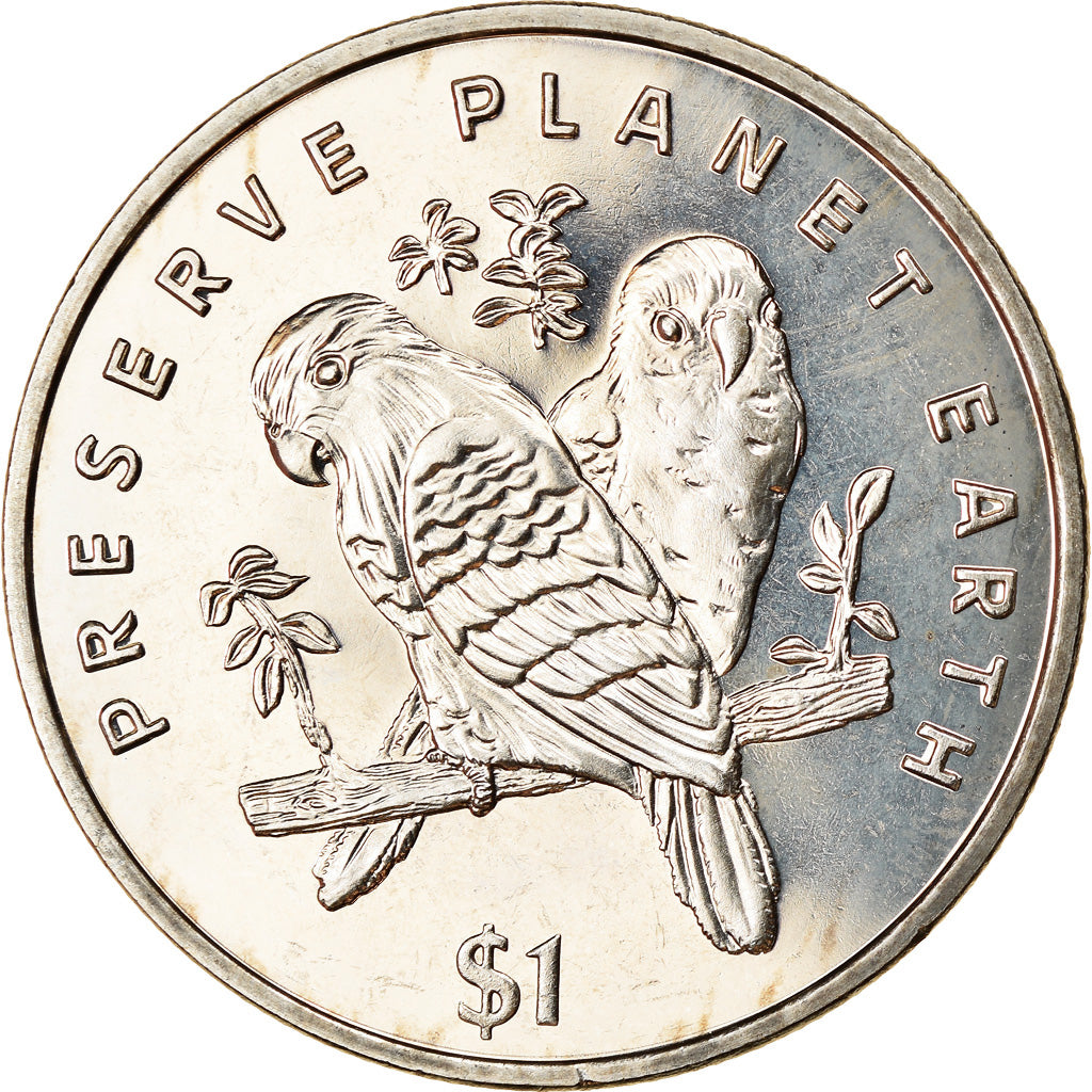 Münze, Liberia, Dollar, 1996, Oiseaux - Les Inséparables, UNZ, Copper-nickel