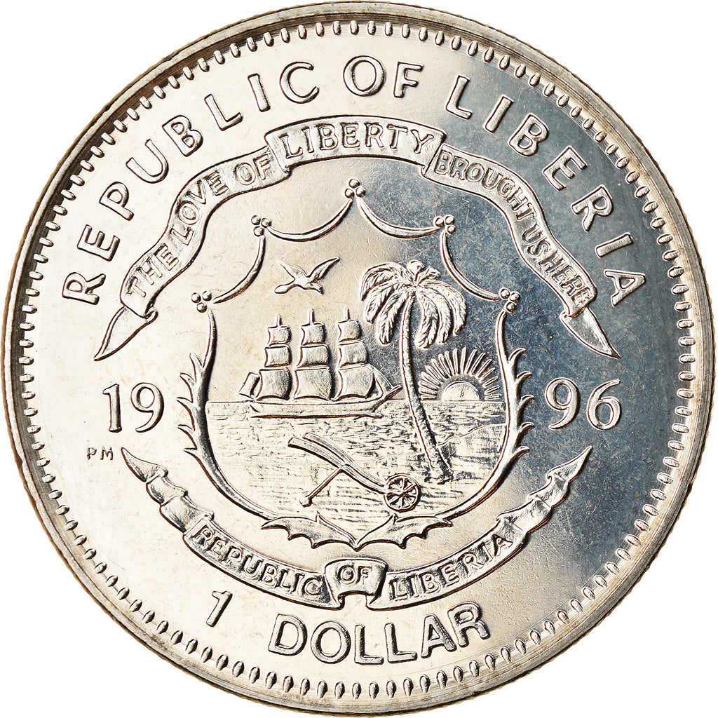 Münze, Liberia, Dollar, 1996, Oiseaux - Les Inséparables, UNZ, Copper-nickel