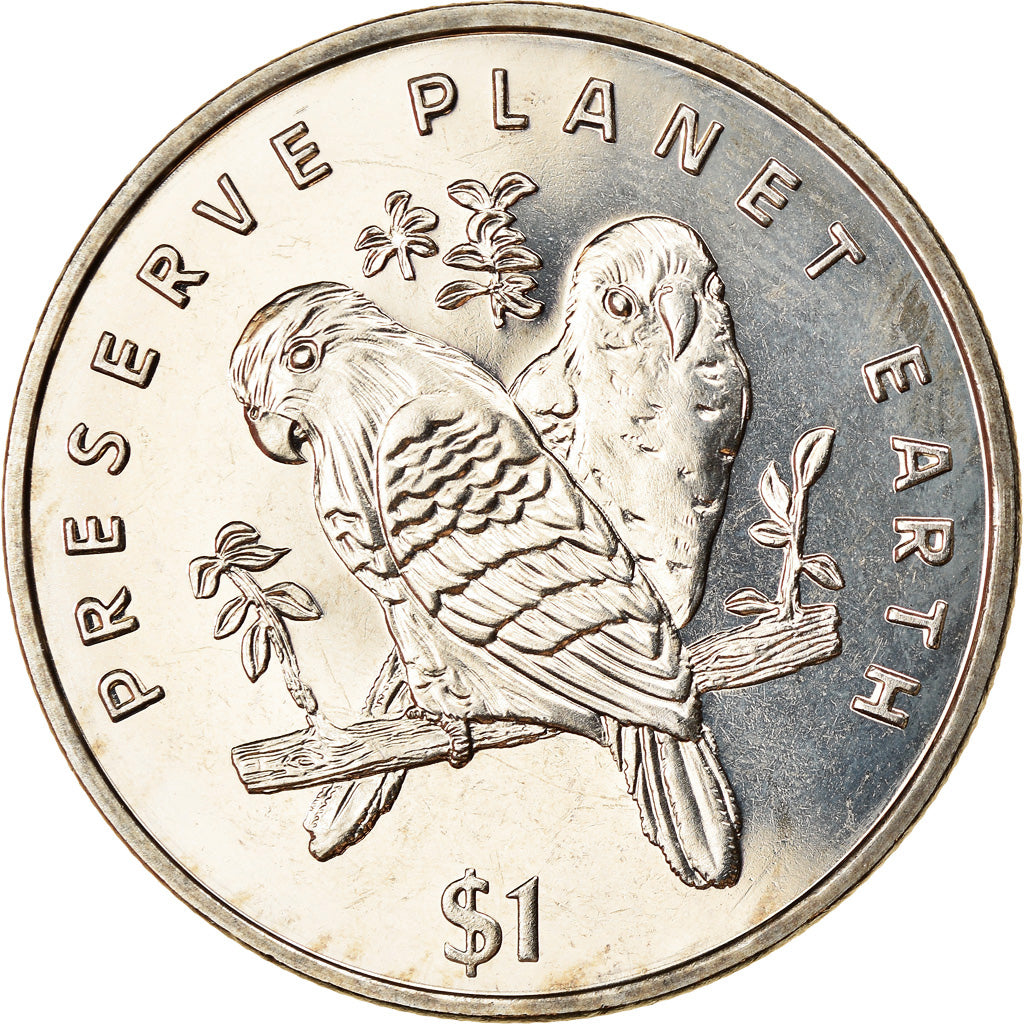 Moneta, Liberia, Dollar, 1996, Oiseaux - Les Inséparables, SPL, Rame-nichel