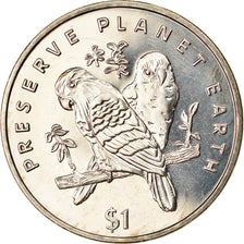 Moneta, Liberia, Dollar, 1996, Oiseaux - Les Inséparables, SPL, Rame-nichel