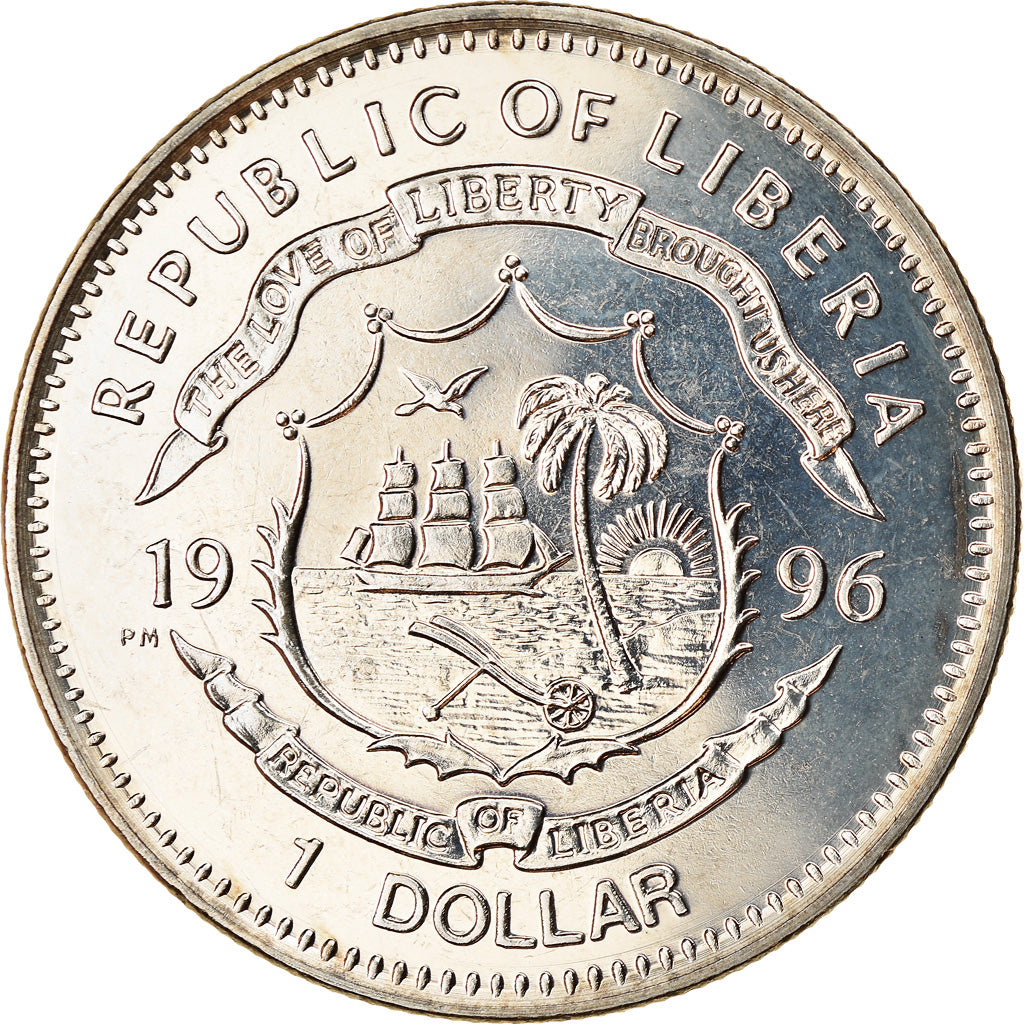 Moneta, Liberia, Dollar, 1996, Oiseaux - Les Inséparables, SPL, Rame-nichel