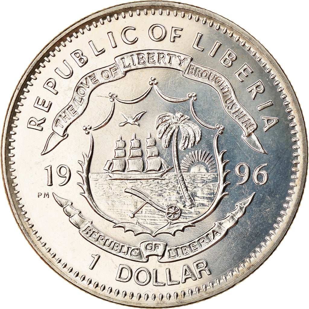 Moneta, Liberia, Dollar, 1996, Oiseaux - Les Inséparables, SPL, Rame-nichel
