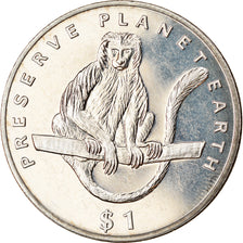 Coin, Eritrea, Dollar, 1994, Singes - Colobe ou Guereza, MS(63), Copper-nickel
