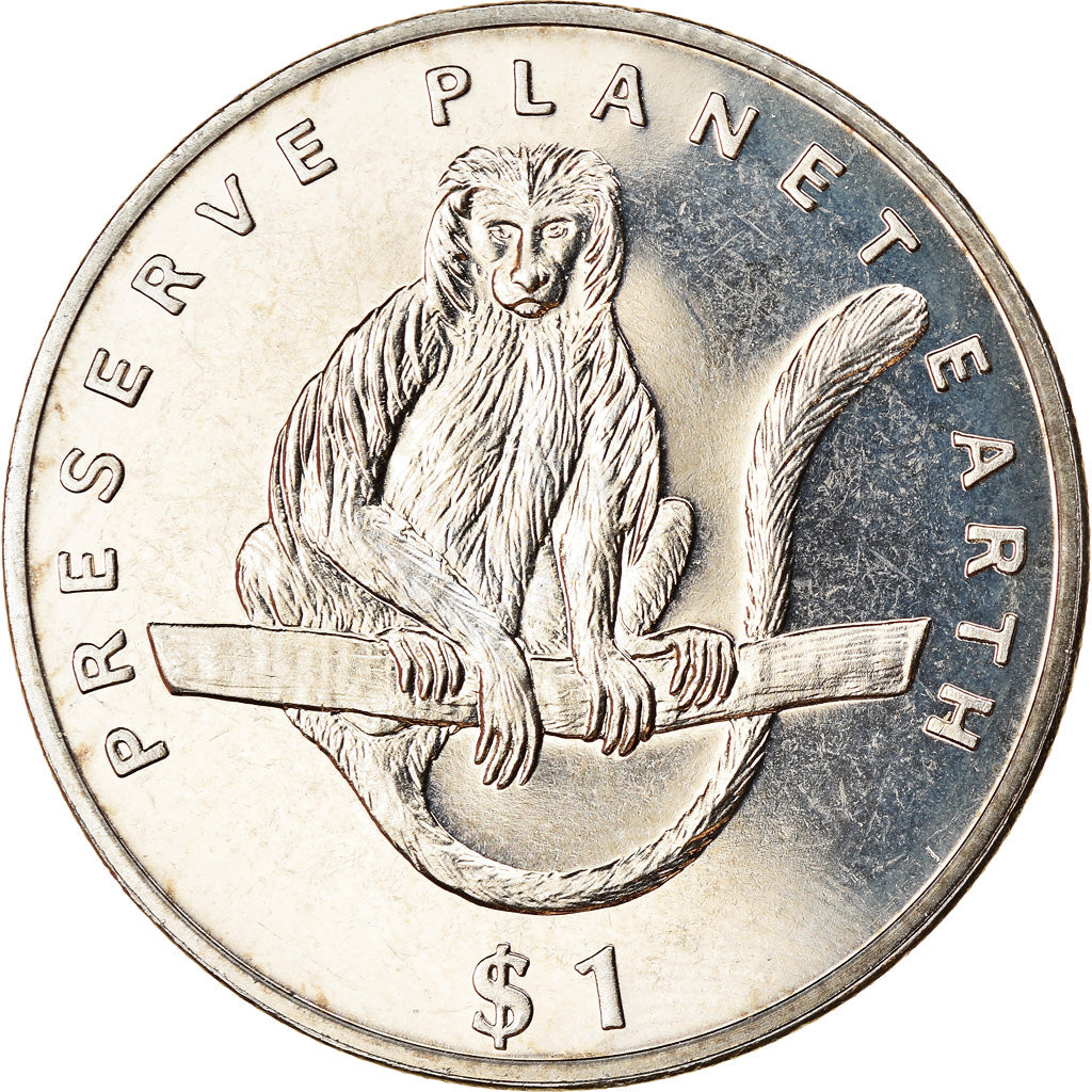 Coin, Eritrea, Dollar, 1994, Singes - Colobe ou Guereza, MS(63), Copper-nickel