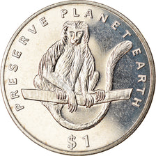 Coin, Eritrea, Dollar, 1994, Singes - Colobe ou Guereza, MS(63), Copper-nickel