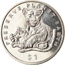 Coin, Eritrea, Dollar, 1995, Faune africaine - Lion, MS(63), Copper-nickel