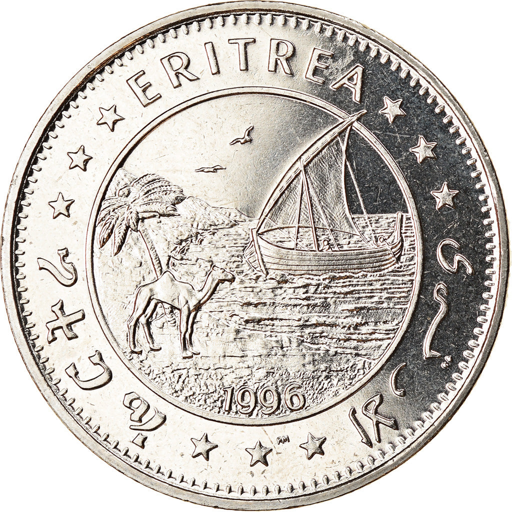 Coin, Eritrea, Dollar, 1996, Oiseaux - Faucon lanier, MS(63), Copper-nickel