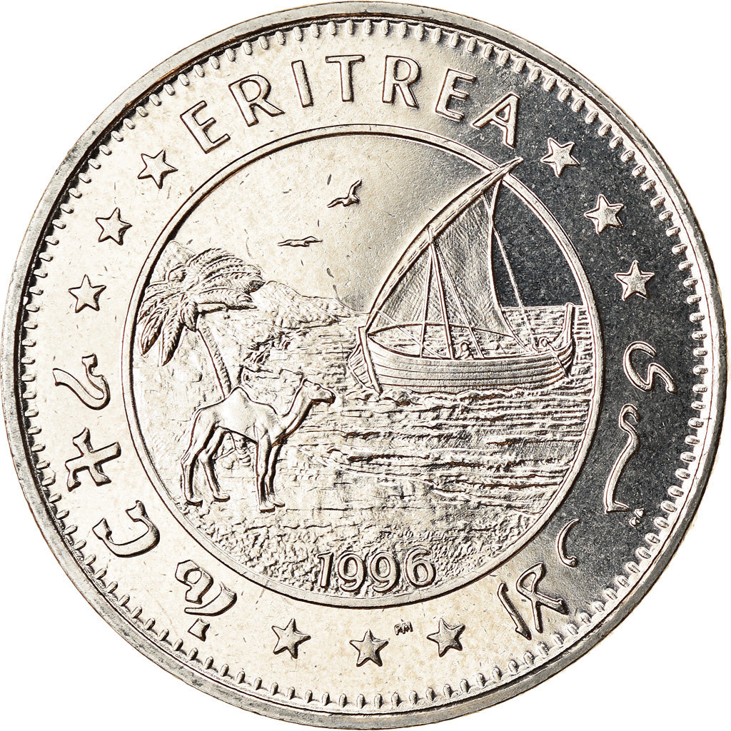 Monnaie, Eritrea, Dollar, 1996, Oiseaux - Faucon lanier, SPL, Copper-nickel