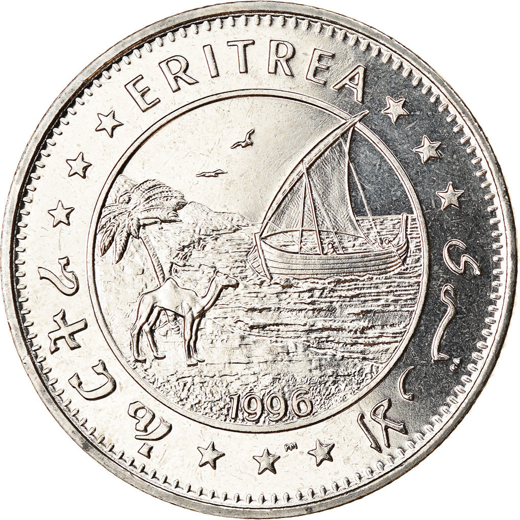 Coin, Eritrea, Dollar, 1996, Oiseaux - Faucon lanier, MS(63), Copper-nickel