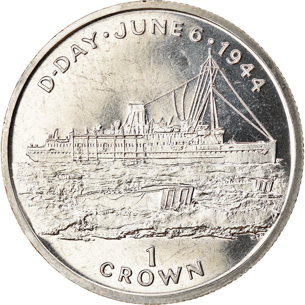Moeda, Ilha de Man, Elizabeth II, Crown, 1994, Pobjoy Mint, D-Day - Marine