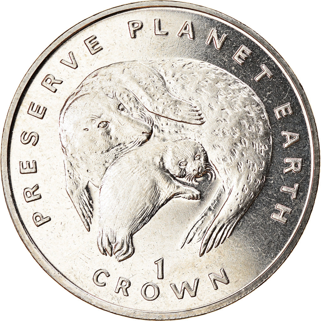 Moneta, Isola di Man, Elizabeth II, Crown, 1994, Pobjoy Mint, Phoque gris, SPL