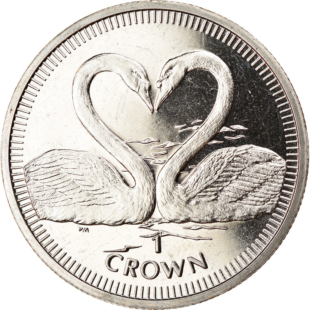 Coin, Isle of Man, Elizabeth II, Crown, 2007, Pobjoy Mint, Cygnes, MS(63)
