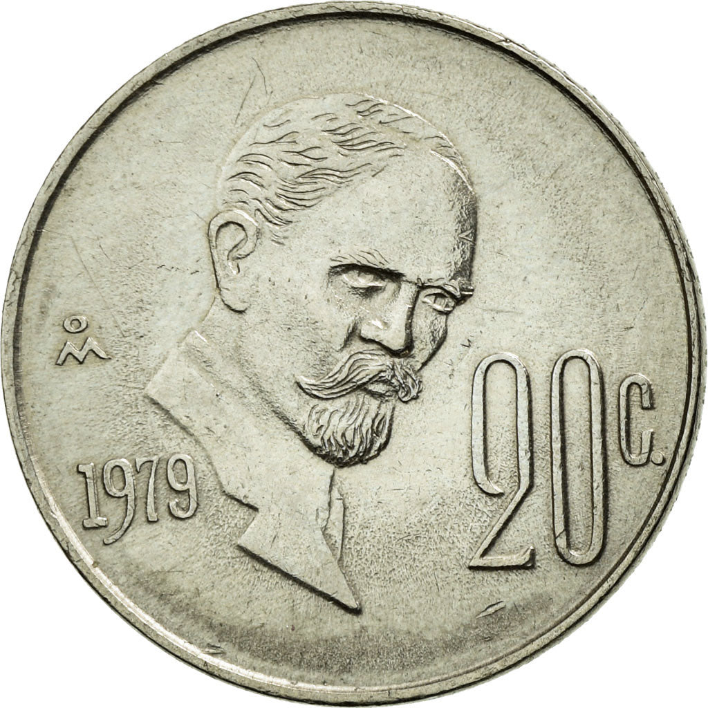 Moneda, México, 20 Centavos, 1979, Mexico City, MBC+, Cobre - níquel, KM:442