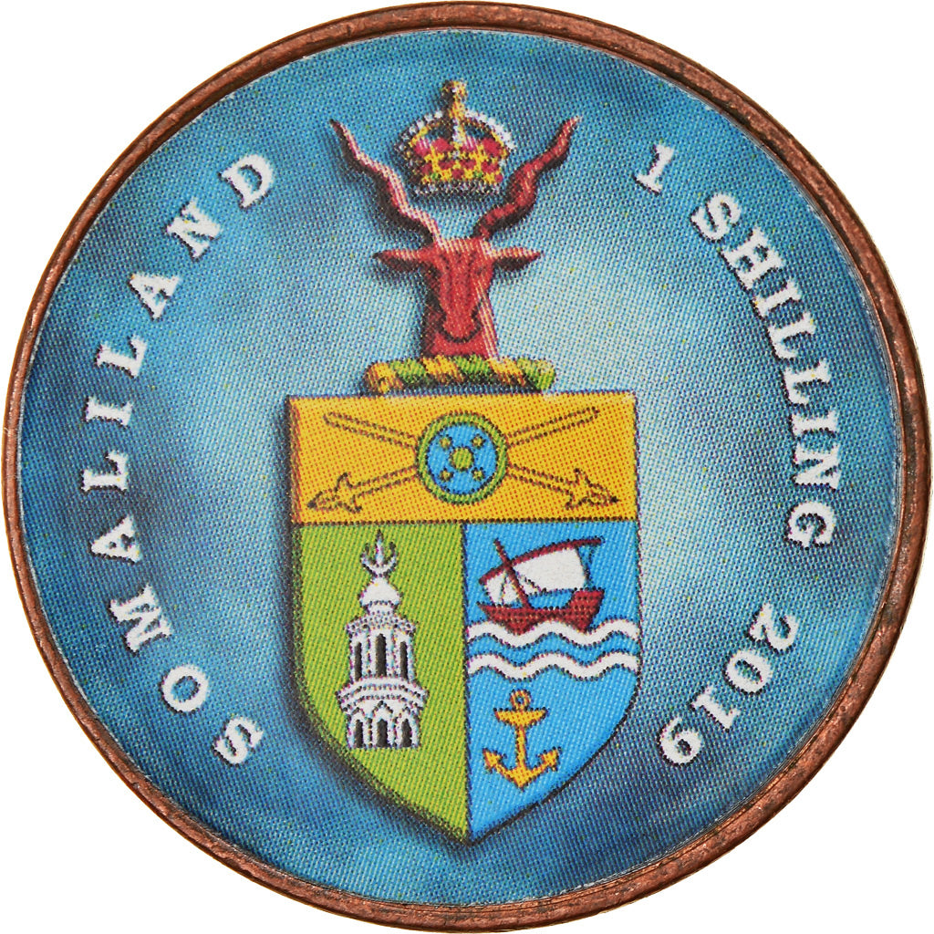 Coin, Somaliland, Shilling, 2019, Oiseaux - Menura, MS(63), Nickel plated steel